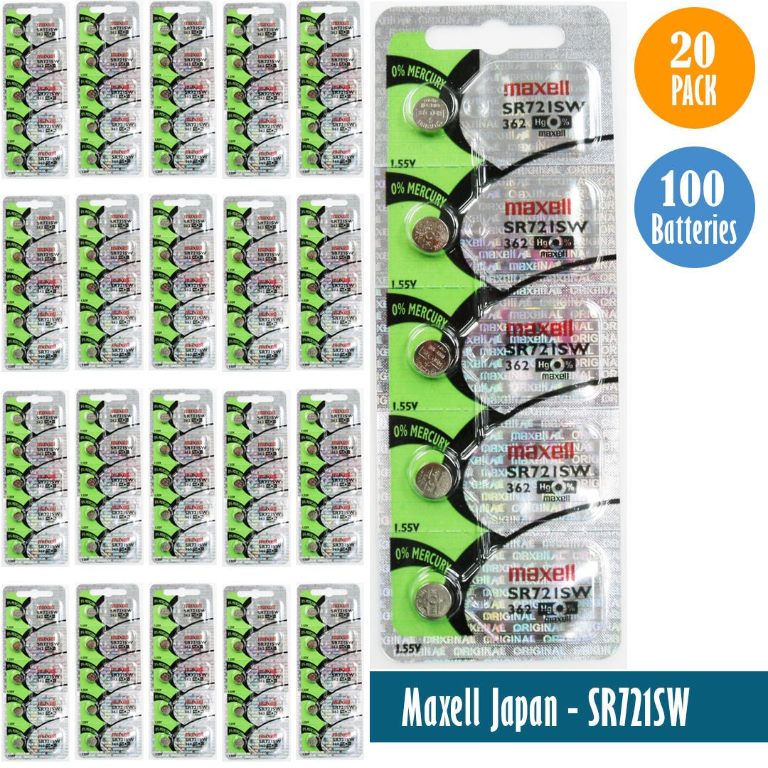 Maxell Japan - SR721SW (362) Watch Batteries Single Pack, 5 Batteries - Universal Jewelers & Watch Tools Inc.