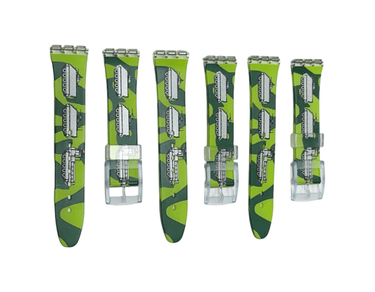 Plastic PVC Watch Band Strap Art Design Swatch Replacement Including Pins 17mm - Universal Jewelers & Watch Tools Inc.