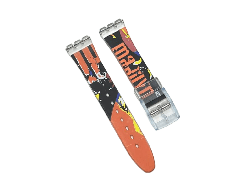 Plastic PVC Watch Band Strap Art Design Swatch Replacement Including Pins 17mm