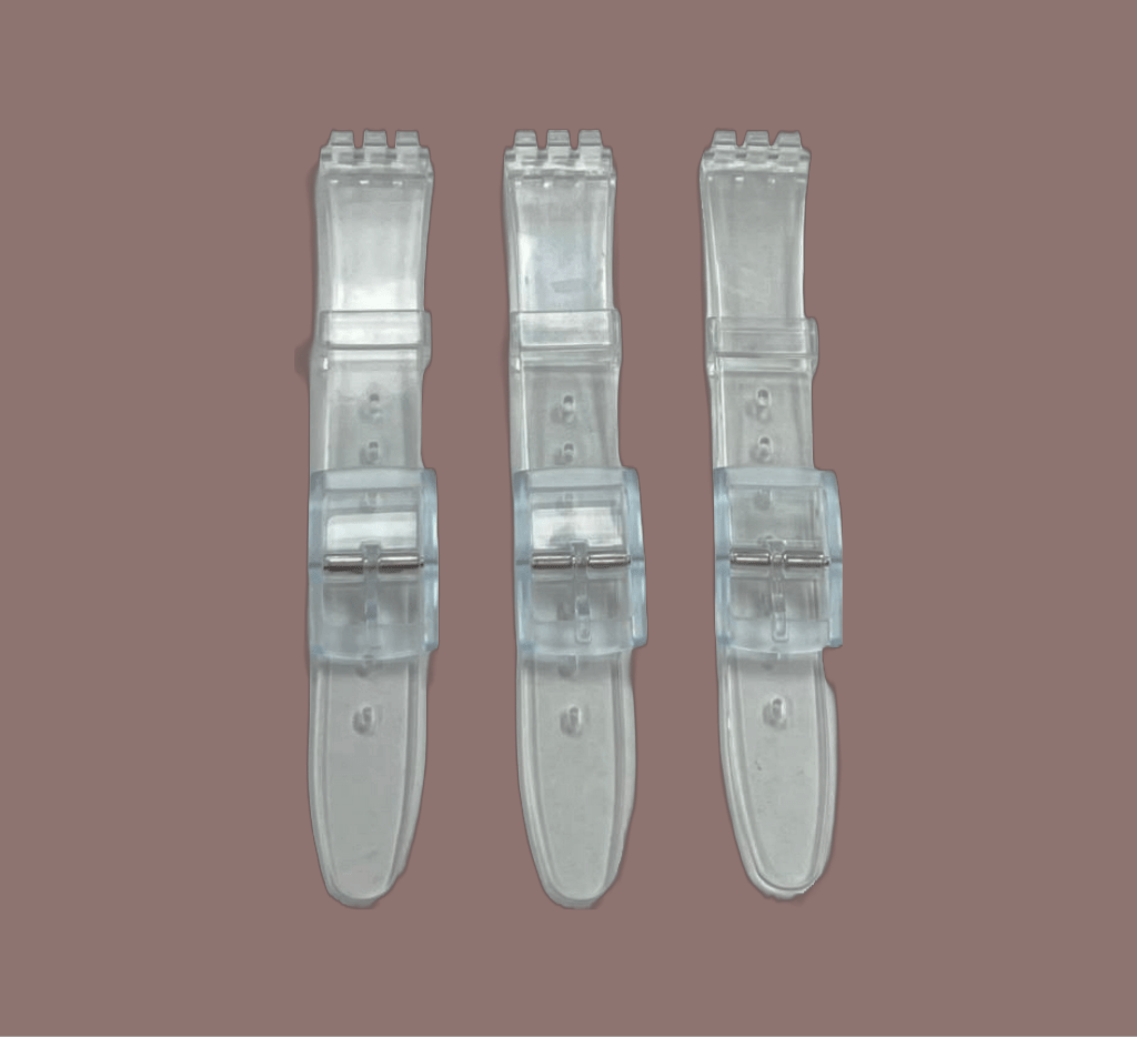 Swatch Replacement Plastic PVC Watch Band Flat Transparent without Pins 12mm - Universal Jewelers & Watch Tools Inc.