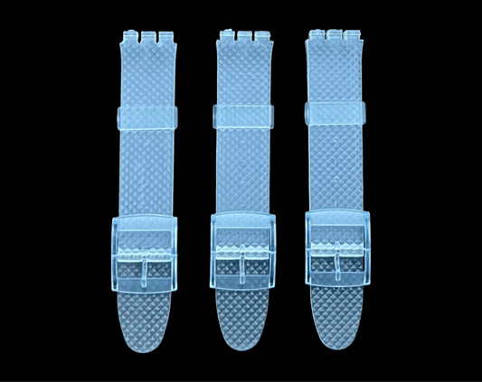 Plastic PVC Watch Band Strap Diamond Textured Swatch Replacement without Pins 17mm - Universal Jewelers & Watch Tools Inc.