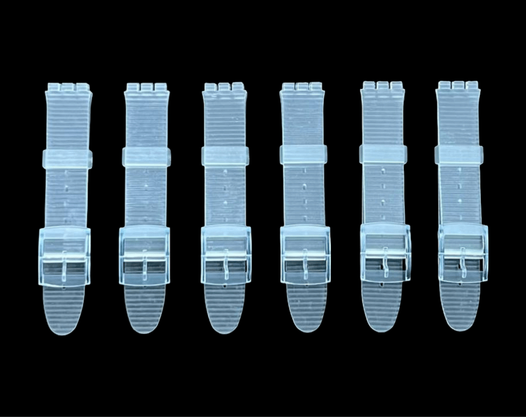 Swatch Replacement Plastic PVC Watch Band Horizontal Lines without Pins 17mm - Universal Jewelers & Watch Tools Inc.