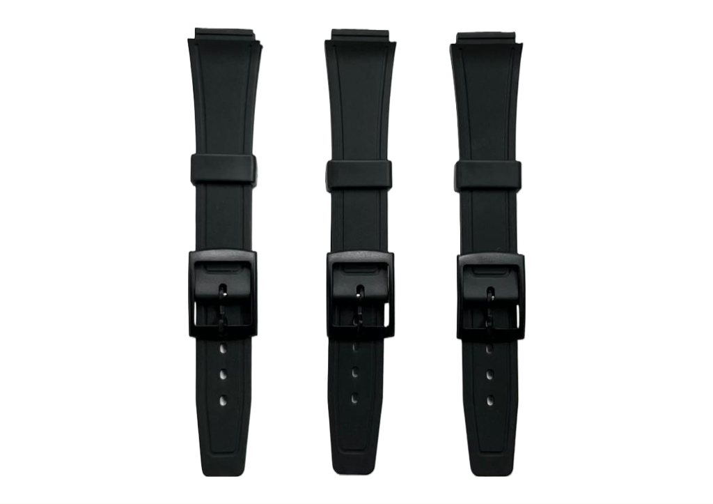 Water Resistant PVC Sliding Watch Band Strap 16mm Fits Casio and Others