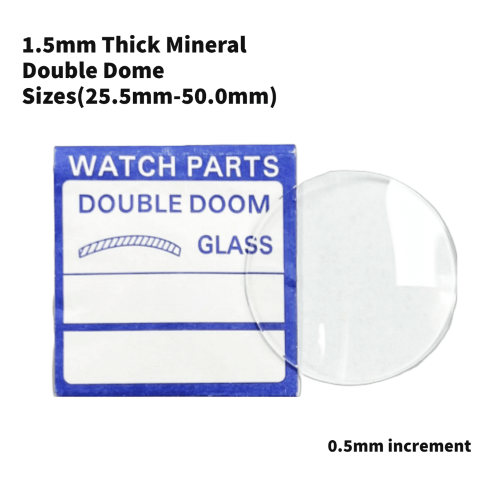 Watch Crystal Double Domed Round Mineral Glass Crystal 1.5mm Thick (25.5mm - 50.0mm) - Universal Jewelers & Watch Tools Inc.