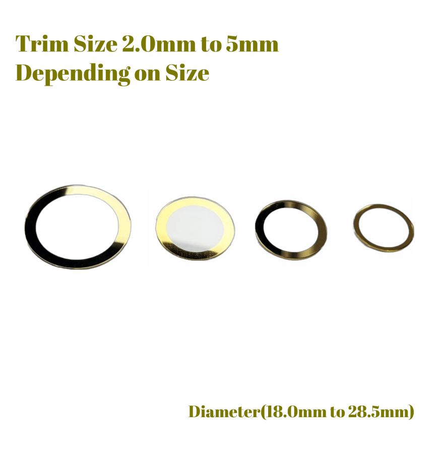 Watch Crystal Flat Round Mineral Glass Crystal Thickness 1.0mm with Gold Trim Diameter(18.0mm to 28.5mm) - Universal Jewelers & Watch Tools Inc.