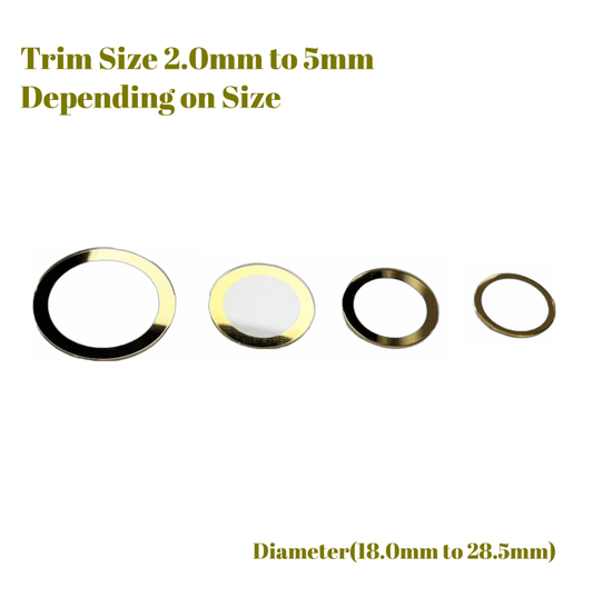 Watch Crystal Flat Round Mineral Glass Crystal Thickness 1.0mm with Gold Trim Diameter(18.0mm to 28.5mm) - Universal Jewelers & Watch Tools Inc.