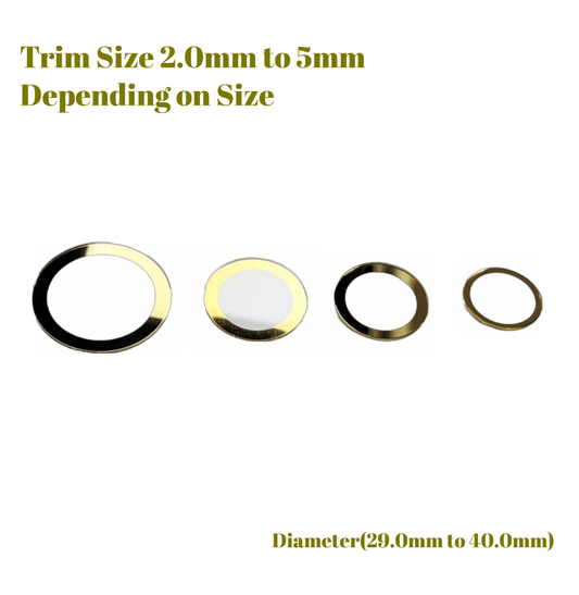 Watch Crystal Flat Round Mineral Glass Crystal Thickness 1.0mm with Gold Trim Diameter(29.0mm to 40.0mm) - Universal Jewelers & Watch Tools Inc.