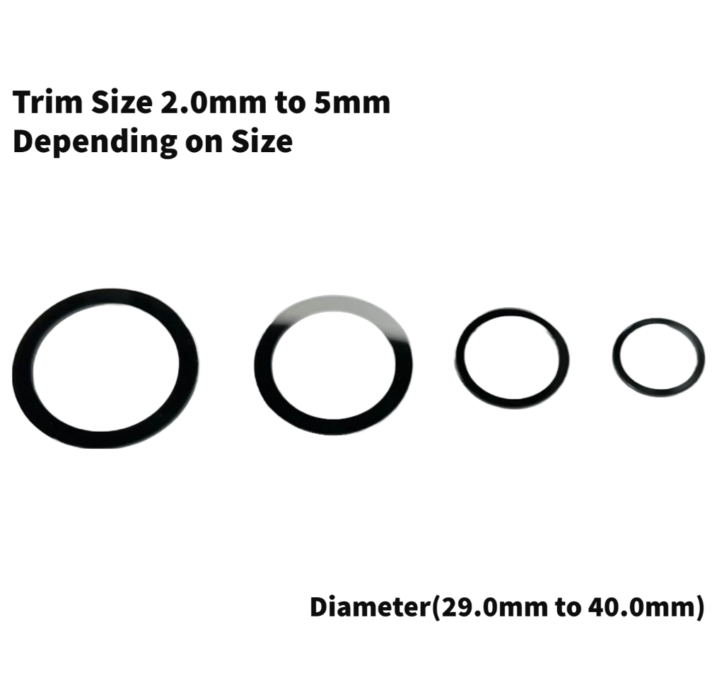Watch Crystal Flat Round Mineral Glass Crystal Thickness 1.0mm with Black Trim Diameter(29.0mm to 40.0mm) - Universal Jewelers & Watch Tools Inc.