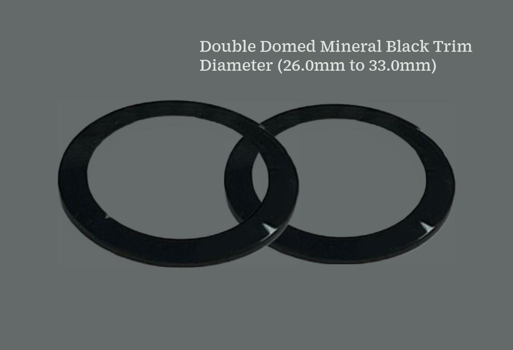 Watch Crystal Double Domed Round Mineral Glass Crystal Black Trim Thick 1.0mm Diameter(26.0mm to 33.0mm) - Universal Jewelers & Watch Tools Inc.
