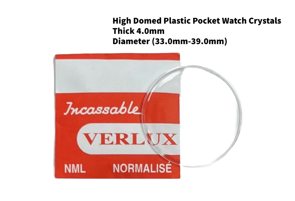 High Domed Acrylic Plastic Crystals for Pocket Watch, Domed Height 4.0mm Diameter (33.0mm - 39.0mm) - Universal Jewelers & Watch Tools Inc.