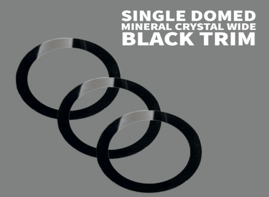 Watch Crystal Single Domed Mineral Crystal Black Trim Thick 1.0mm Diameter 32.5mm - Universal Jewelers & Watch Tools Inc.