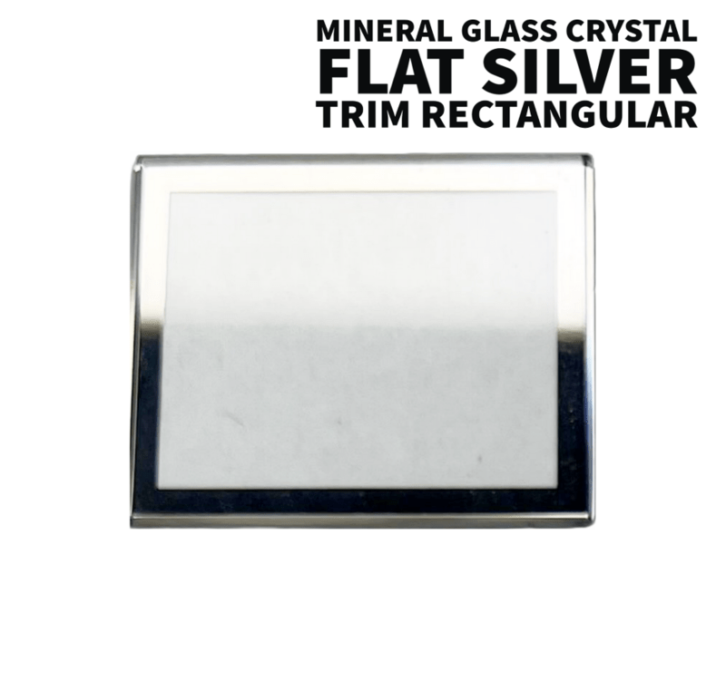 Flat Mineral Glass Crystal with Silver Trim 2mm Blanks in Rectangular Shape Diameter (23.5mm✘26.2mm) - Universal Jewelers & Watch Tools Inc.