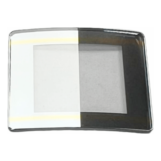 Sapphire Crystals to Fit Rado Double Domed Rectangular Shape Silver Trim with Gold lines (22.1×17.8×1.70×1.0)mm→(Width×Height×Dome Height×Edge Thick) Fit Model 153.0383.3.023A - Universal Jewelers & Watch Tools Inc.