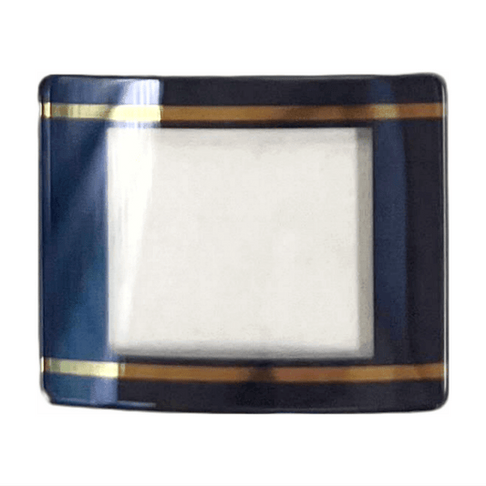 Sapphire Crystals to Fit Rado Double Domed Rectangular Shape Purple Trim with Gold lines (22.1×17.8×1.70×1.0)mm→(Width×Height×Dome Height×Edge Thick) Fit Model 153.0383.3.014 - Universal Jewelers & Watch Tools Inc.