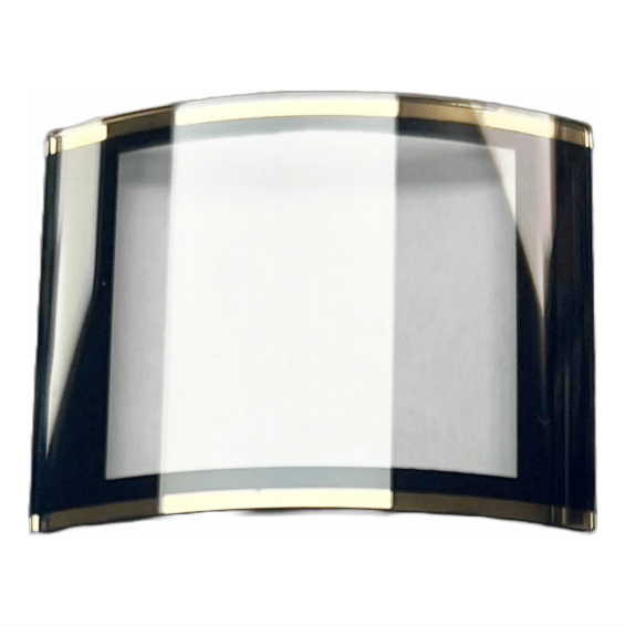 Sapphire Crystals to Fit Rado Double Domed Rectangular Shape Sharp Edges Black Trim with Gold lines (38.2×30.9×3.40×1.2)mm→(Width×Height×Dome Height×Edge Thick) Fit Model 152.0787.3 - Universal Jewelers & Watch Tools Inc.