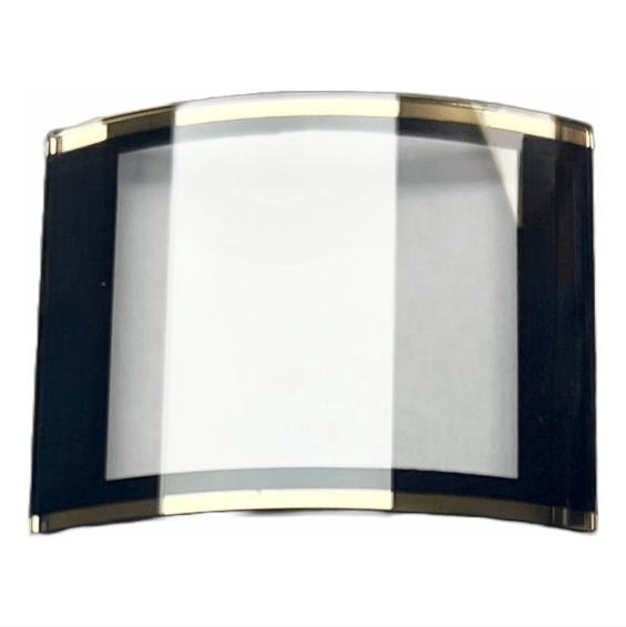Mineral Crystals to Fit Rado Double Domed Rectangular Sharp Edges Black Trim w/Golden Lines (33.3×25.6×3.3×1.2)mm→(Width×Height×Dome Height×Edge Thick) Fit Model (160 07880 3) - Universal Jewelers & Watch Tools Inc.