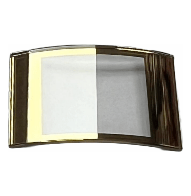 Sapphire Crystals to Fit Rado Double Domed Rectangular Shape Golden Border (24.7×15.8×2.7×1.0)mm→(Width×Height×Dome Height×Edge Thick) Fit Model (153 0783 3) - Universal Jewelers & Watch Tools Inc.