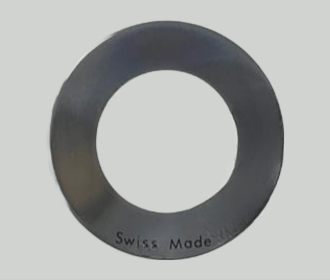 Mineral Crystals to Fit Calvin Klein(CK) Round Single Domed Silver Trim(Trim Size: 6.6mm)w/Black Text "Swiss Made" (34.5×2.93×1.3)mm→(Diameter×Middle Thick×Edge Thick) - Universal Jewelers & Watch Tools Inc.