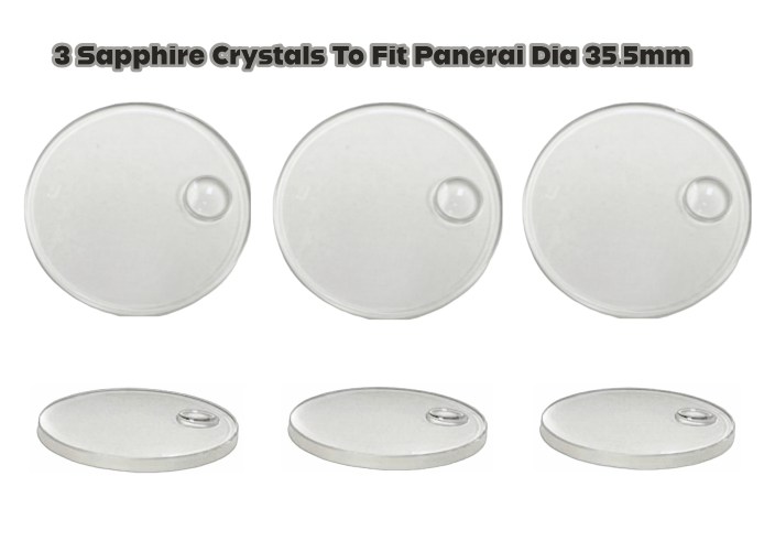 3Pcs. Sapphire Crystals to Fit Panerai Model: PAM00355 (36.5*3.7*1.9mm) - Universal Jewelers & Watch Tools Inc.