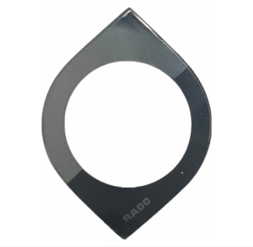 Mineral Crystals to Fit Rado Flat Leaf Shape with Silver and Black Border (44.0×32.0×1.0)mm→(Height×Width×Edge Thick) - Universal Jewelers & Watch Tools Inc.