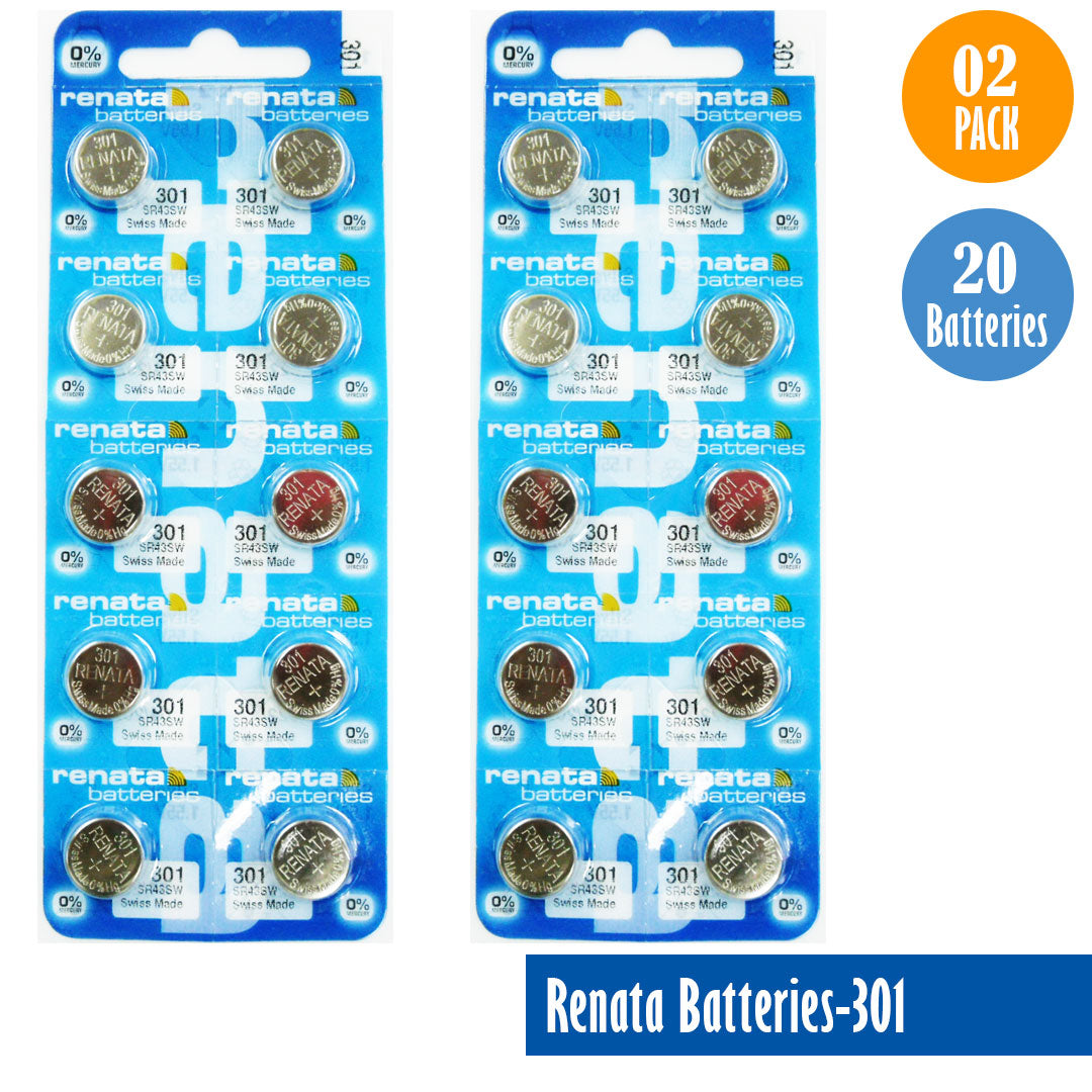 Renata-Batteries-301-1-pack-10-batteries, Replaces-SR43SW, Watch-Batteries, Swiss Made - Universal Jewelers & Watch Tools Inc.