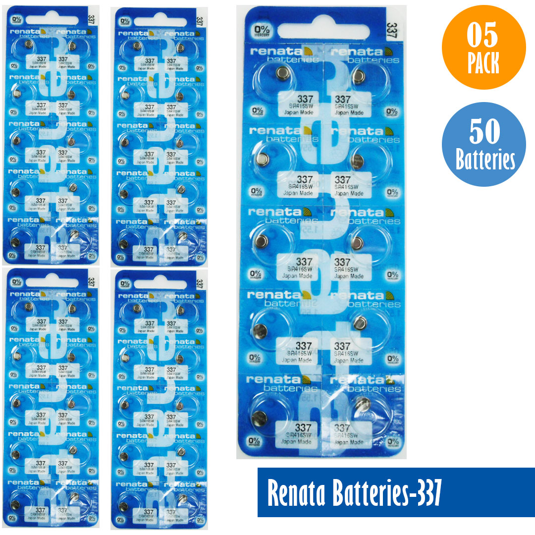 Renata-Batteries-337-1-pack-10-batteries, Replaces-SR415SW, Watch-Batteries, Swiss Made - Universal Jewelers & Watch Tools Inc.