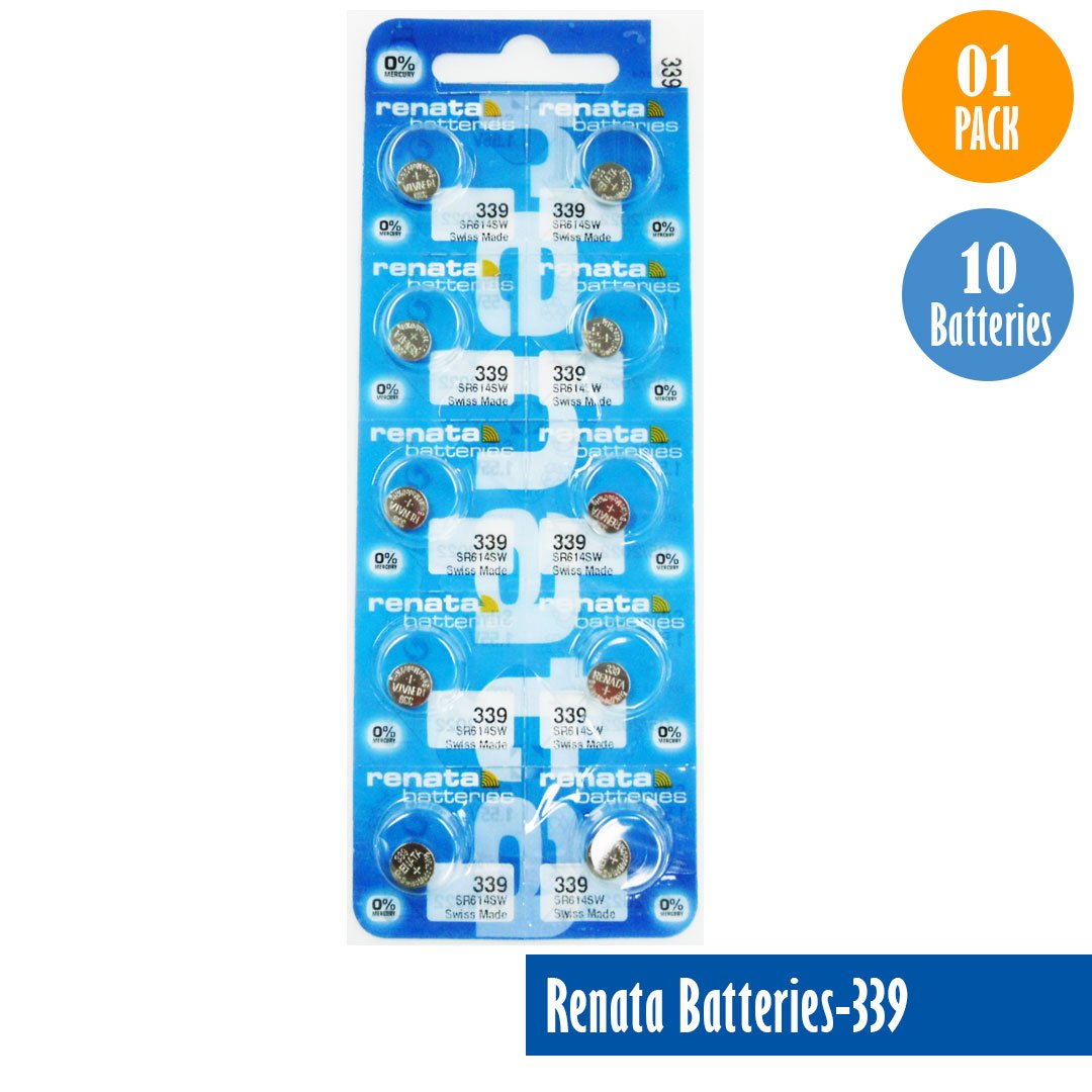 Renata-Batteries-339-1-pack-10-batteries, Replaces-SR614SW, Watch-Batteries, Swiss Made - Universal Jewelers & Watch Tools Inc.