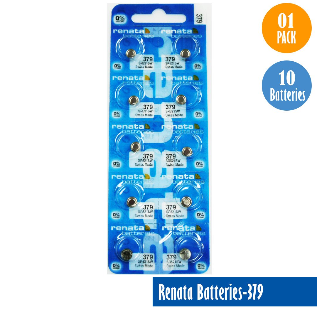 Renata-Batteries-379-1-pack-10-batteries, Replaces-SR521SW, Watch-Batteries, Swiss Made - Universal Jewelers & Watch Tools Inc.