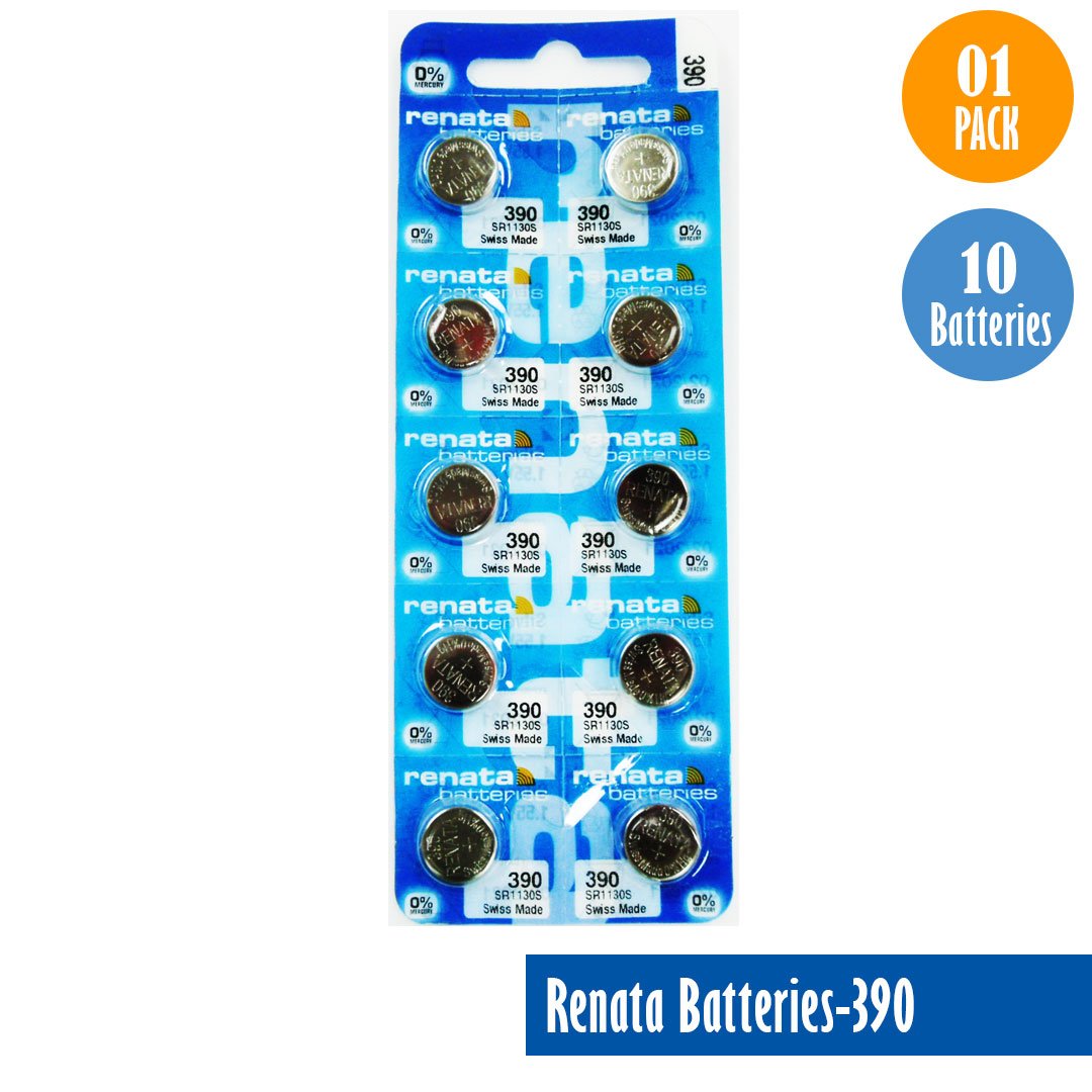 Renata-Batteries-390-1-pack-10-batteries, Replaces-SR1130S, Watch-Batteries, Swiss Made - Universal Jewelers & Watch Tools Inc.