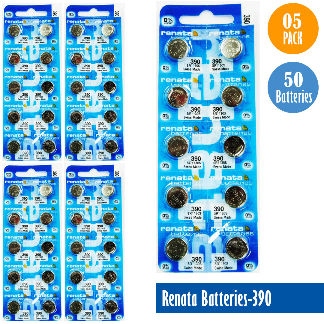 Renata-Batteries-390-1-pack-10-batteries, Replaces-SR1130S, Watch-Batteries, Swiss Made - Universal Jewelers & Watch Tools Inc.