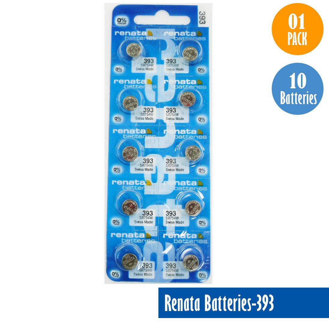 Renata-Batteries-393-1-pack-10-batteries, Replaces-SR754W, Watch-Batteries, Swiss Made - Universal Jewelers & Watch Tools Inc.
