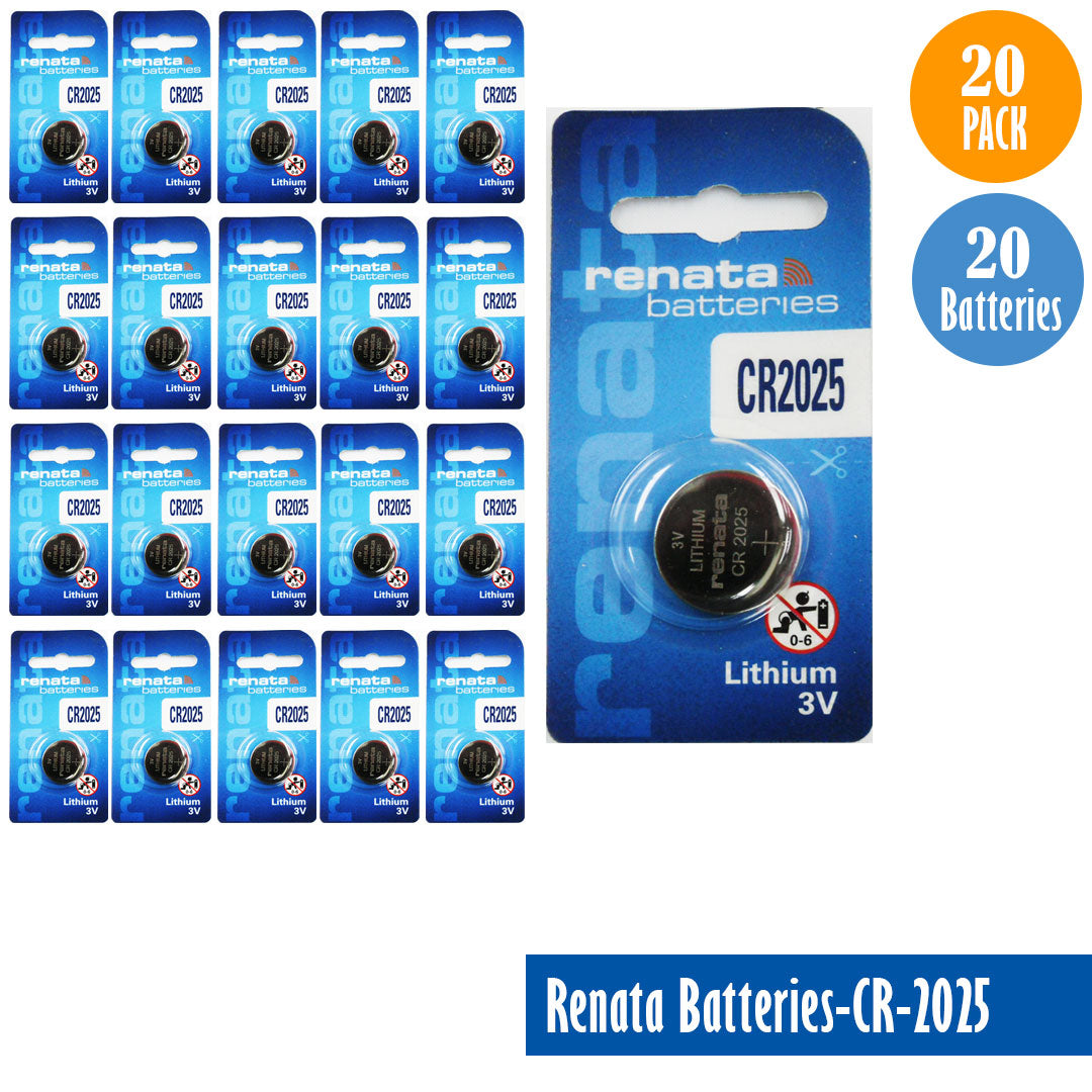 Renata-Batteries-CR-2025-1-pack-1-battery, Lithium-3V, Watch-Batteries, Swiss Made - Universal Jewelers & Watch Tools Inc.