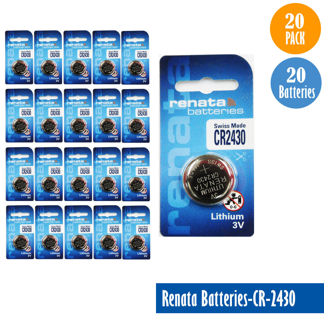 Renata-Batteries-CR-2430-1-pack-1-battery, Lithium-3V, Watch-Batteries, Swiss Made - Universal Jewelers & Watch Tools Inc.