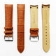 Alligator Curved Genuine Leather Watch Strap, 20MM, Light Brown Color, Padded, Brown Stitched, Regular Size, Silver Buckle, Watch Band Replacement - Universal Jewelers & Watch Tools Inc.