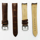 Alligator Curved Genuine Leather Watch Strap, 18MM, Brown Color, Padded, Brown Stitched, Regular Size, Silver Buckle, Watch Band Replacement - Universal Jewelers & Watch Tools Inc.
