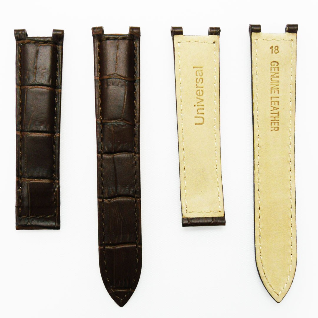 Fit to Cartier Watch Genuine Leather Bands, Alligator Grain, 18*9.4*16 MM, Black and Brown Color - Universal Jewelers & Watch Tools Inc.