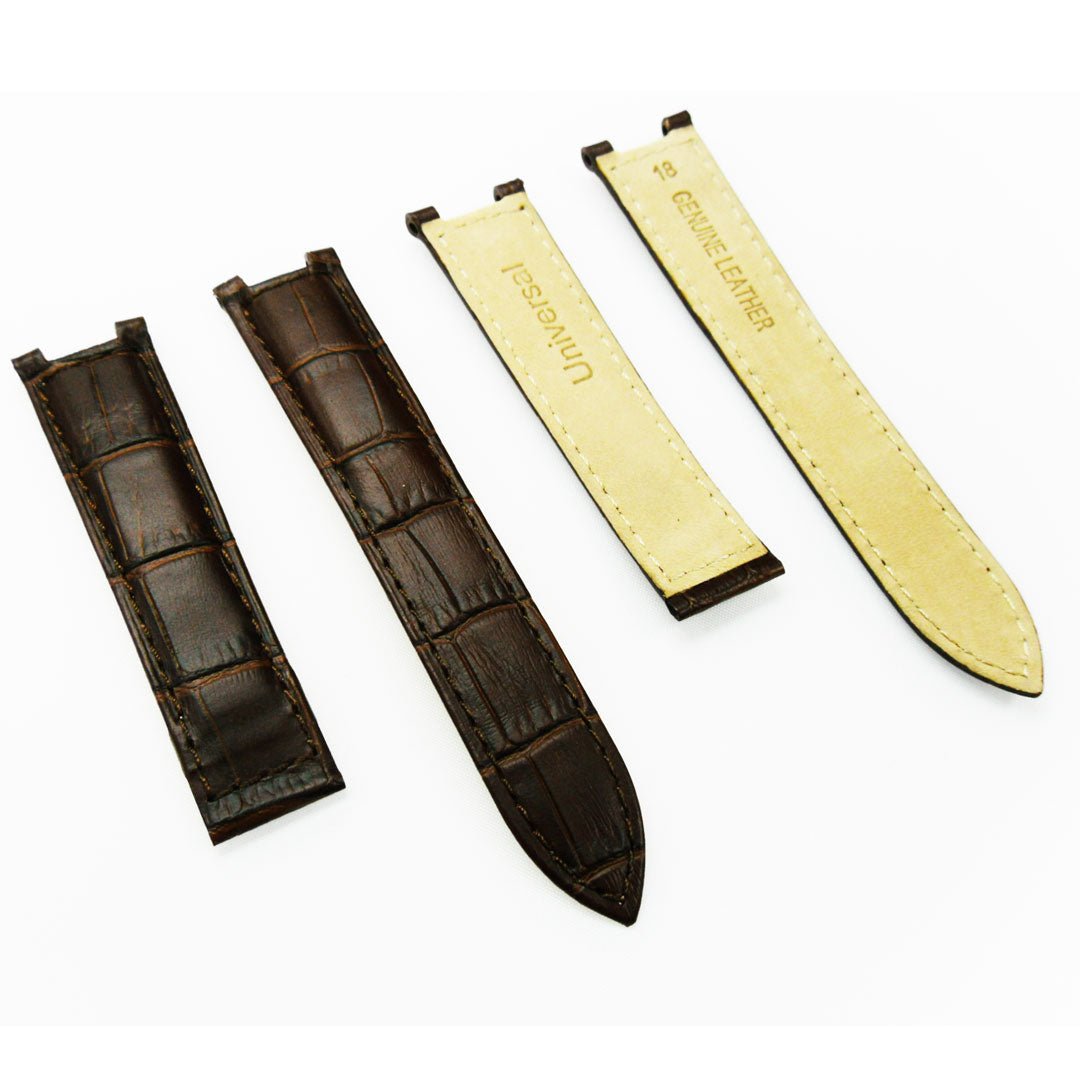 Fit to Cartier Watch Genuine Leather Bands, Alligator Grain, 18*9.4*16 MM, Black and Brown Color - Universal Jewelers & Watch Tools Inc.
