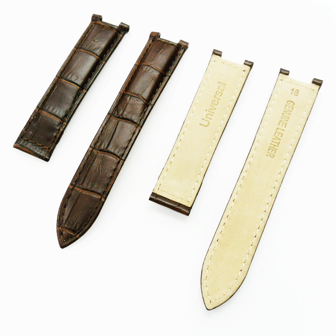 Fit to Cartier Watch Genuine Leather Bands, Alligator Grain, 18*9.4*16 MM, Black and Brown Color - Universal Jewelers & Watch Tools Inc.