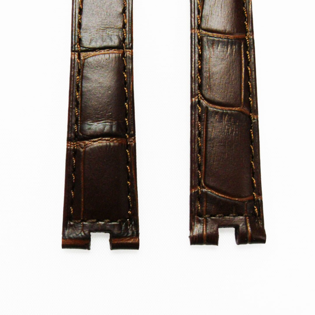 Fit to Cartier Watch Genuine Leather Bands, Alligator Grain Strap, 15*3.5*12MM, Black and Brown - Universal Jewelers & Watch Tools Inc.