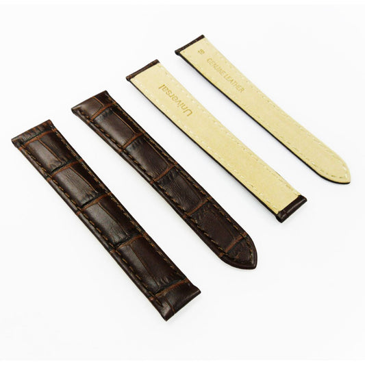 Fit to Cartier Watch Genuine Leather Bands, Alligator Grain Strap, 16*14 MM, Brown Color, Padded, Brown Stitched - Universal Jewelers & Watch Tools Inc.
