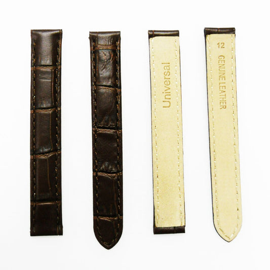 Fit to Cartier Watch Genuine Leather Bands, Alligator Grain, 12*12MM, Brown and Black - Universal Jewelers & Watch Tools Inc.