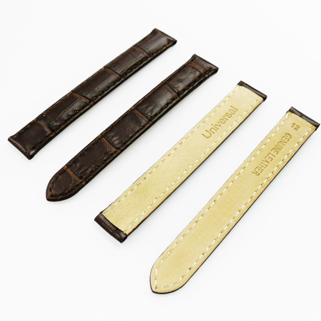 Fit to Cartier Watch Genuine Leather Bands, Alligator Grain, 12*12MM, Brown and Black - Universal Jewelers & Watch Tools Inc.