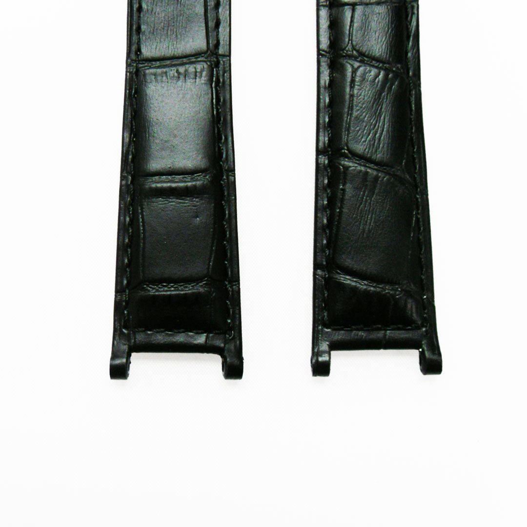 Fit to Cartier Watch Genuine Leather Bands, Alligator Grain, 21*14.5*18MM, Black and Brown Color, Padded, Brown Stitched - Universal Jewelers & Watch Tools Inc.