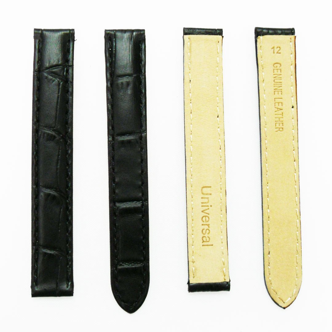 Fit to Cartier Watch Genuine Leather Bands, Alligator Grain, 12*12MM, Brown and Black - Universal Jewelers & Watch Tools Inc.