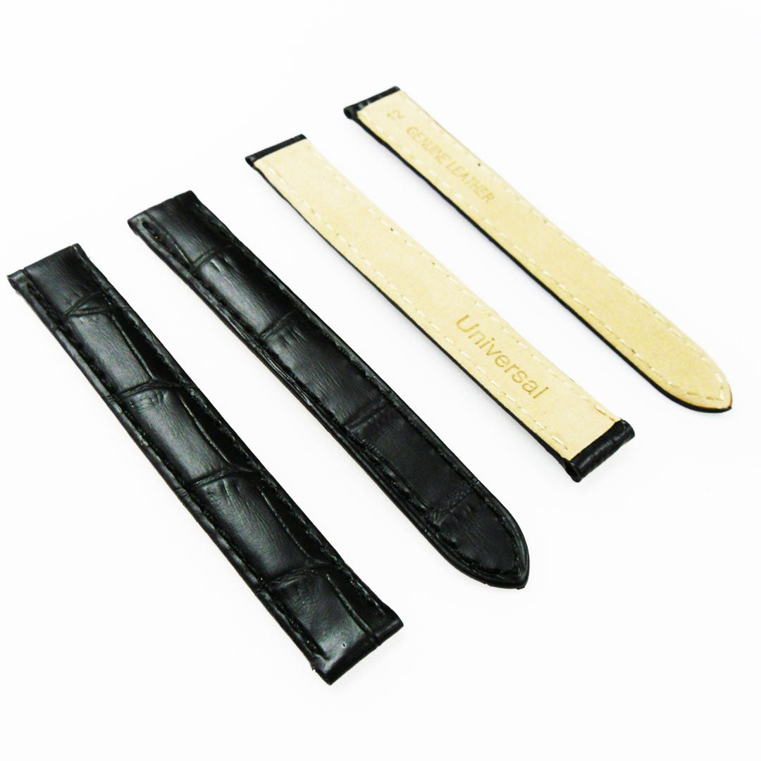 Fit to Cartier Watch Genuine Leather Bands, Alligator Grain, 12*12MM, Brown and Black - Universal Jewelers & Watch Tools Inc.