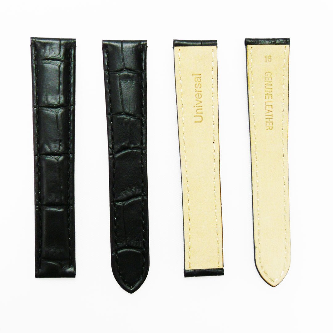 Fit to Cartier Watch Genuine Leather Bands, Alligator Grain Strap, 16*14 MM, Brown Color, Padded, Brown Stitched - Universal Jewelers & Watch Tools Inc.