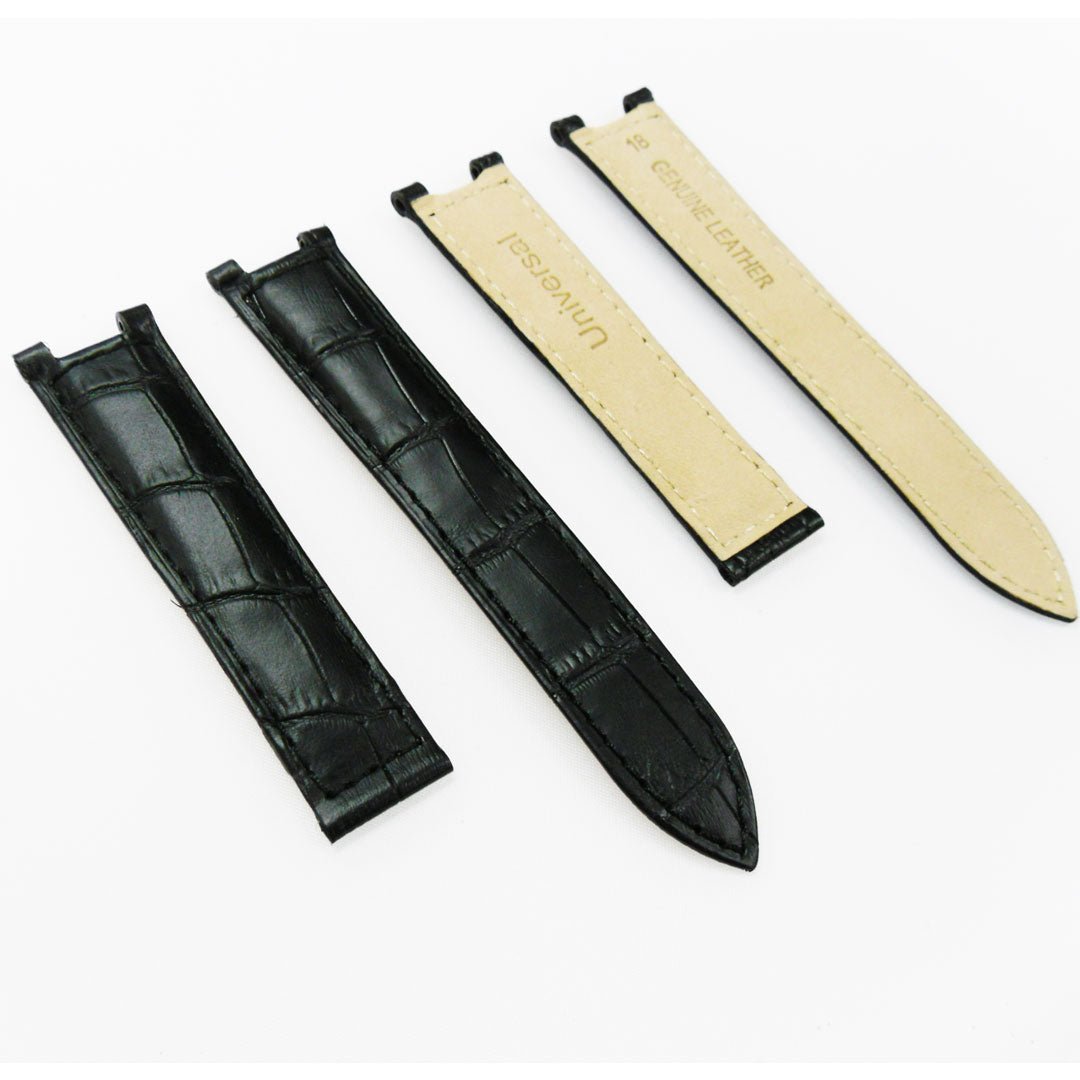 Fit to Cartier Watch Genuine Leather Bands, Alligator Grain, 18*9.4*16 MM, Black and Brown Color - Universal Jewelers & Watch Tools Inc.