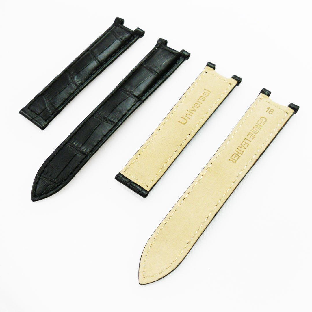 Fit to Cartier Watch Genuine Leather Bands, Alligator Grain, 18*9.4*16 MM, Black and Brown Color - Universal Jewelers & Watch Tools Inc.