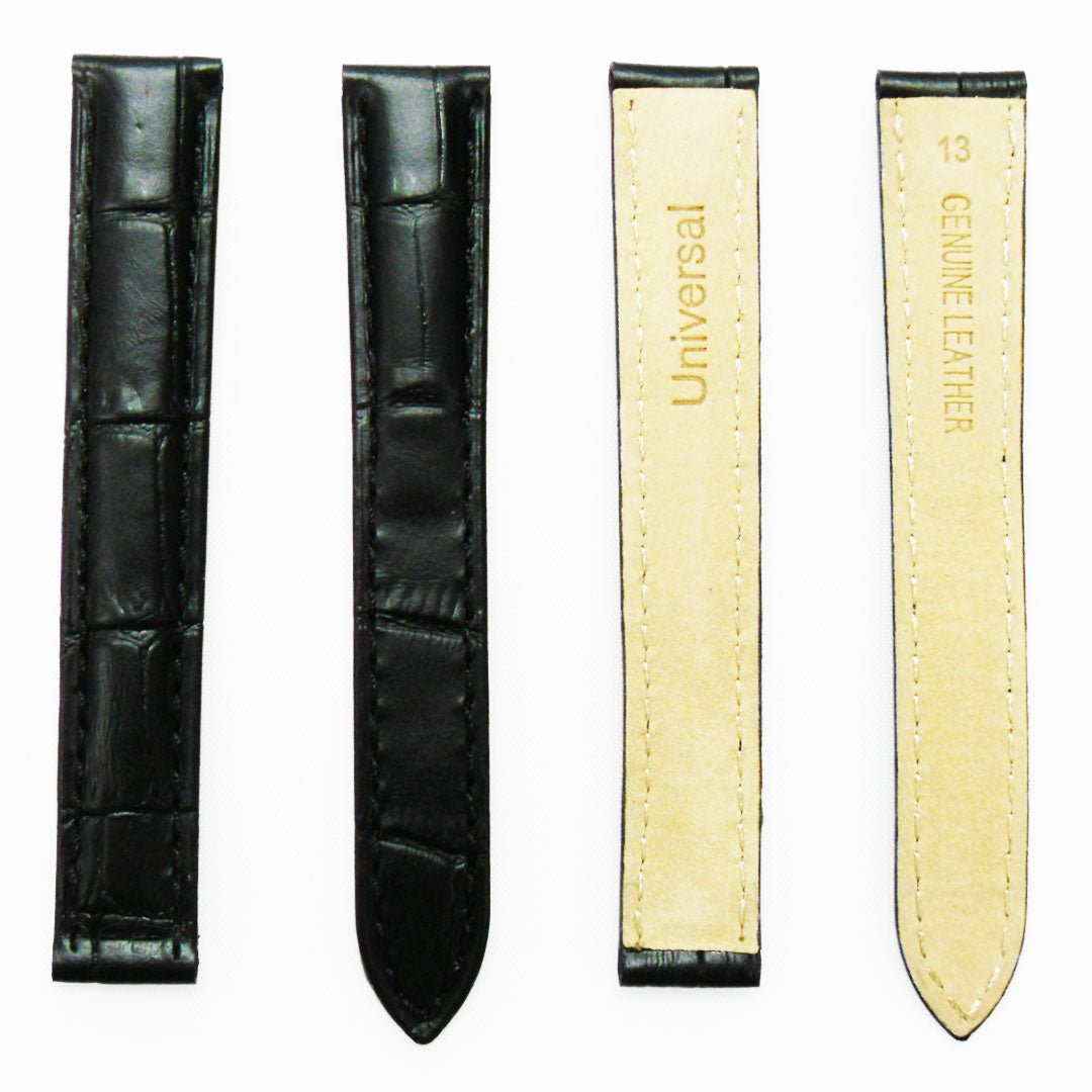 Fit to Cartier Watch Genuine Leather Bands, Alligator Grain Strap, 13*12 MM, Black - Universal Jewelers & Watch Tools Inc.
