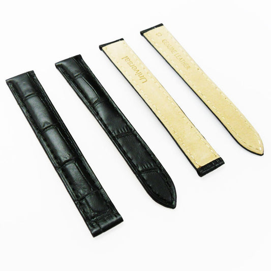 Fit to Cartier Watch Genuine Leather Bands, Alligator Grain Strap, 13*12 MM, Black - Universal Jewelers & Watch Tools Inc.
